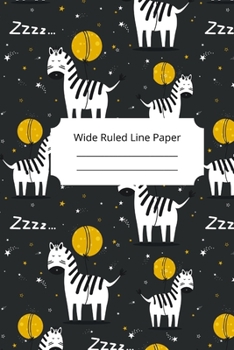 Cute Sleep Zebra Theme Wide Ruled Line Paper