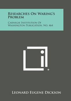 Paperback Researches on Waring's Problem: Carnegie Institution of Washington Publication, No. 464 Book