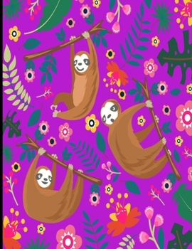 Paperback Autumn: Purple Sloth Notebook, 366 Pages College Ruled Sloth Notebook, Cute Sloth Cover Note Pad Book