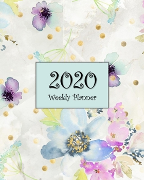 2020 Weekly Planner: Calendar Agenda Book - Blue Purple Gray Floral Watercolor Design