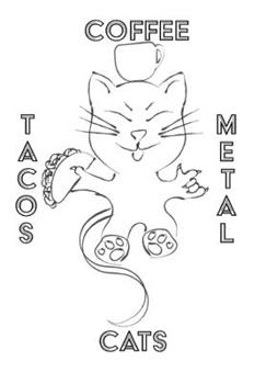 Hardcover Cats Coffee Tacos Metal - Blank Lined Notebook: Cats Coffee Tacos Metal Book