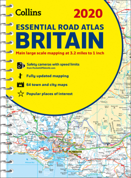 Spiral-bound 2020 Collins Essential Road Atlas Britain and Northern Ireland Book