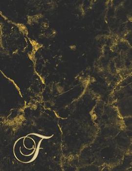 Paperback F: College Ruled Monogrammed Gold Black Marble Large Notebook Book