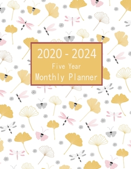 Paperback 2020-2024 Five Year Monthly Planner: 5 Years Calendar Ginkgo and Butterfly Book