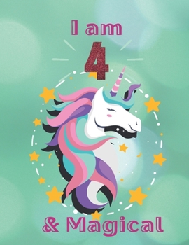 Unicorn SketchBook: I Am 4 & Magical With Unicorn Inside More Space for Sketching and Drawing and Writing Journal for Kids and Girls Marble Size 8.5in x 11in with 110 Pages