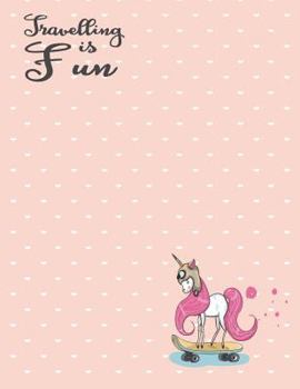 Paperback Travelling is fun: Unicorn love skateboard on pink cover and Dot Graph Line Sketch pages, Extra large (8.5 x 11) inches, 110 pages, White Book