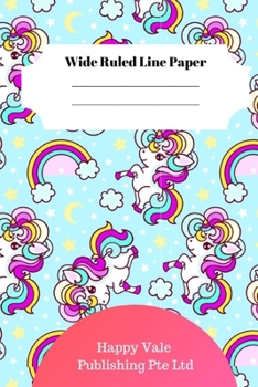 Cute Unicorn Theme Wide Ruled Line Paper