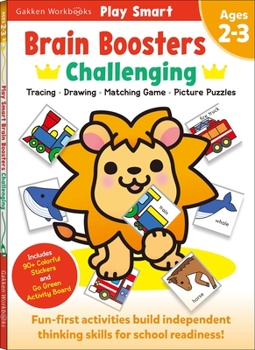 Paperback Play Smart Brain Boosters: Challenging - Age 2-3: Pre-K Activity Workbook: Boost Independent Thinking Skills: Tracing, Coloring, Shapes, Cutting, Draw Book