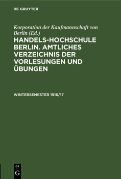 Hardcover Wintersemester 1916/17 [German] Book