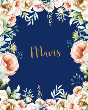 Mavis Dotted Journal: Memo Dotted Grid Bullet Journal Field Notes Creative Personalized Custom Name Journaling Notebook Writing Cute Pretty Flowers Blue Gift For Thankgiving Birthday Valentines