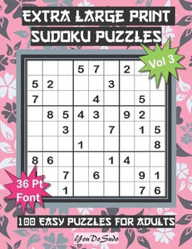 Paperback Extra Large Print Sudoku Puzzles: 100 Easy Puzzles for Adults and Seniors: Beautiful Modern Pink and Gray Leaf Design Sudoku Gift For Women (Floral Se [Large Print] Book