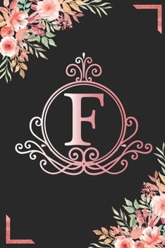 F: Watercolor Flower & Marbel - Motivational and Inspirational Trendy Monogram Initial Letter Women & Girls Coworker Office Funny Notebook Wide Ruled ... Idea in Holidays Birthday Or Anniversary 2020