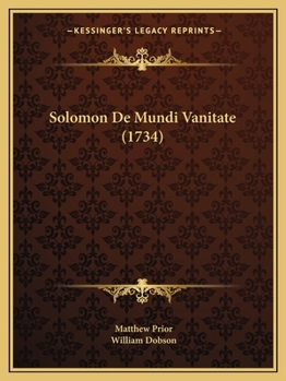 Paperback Solomon De Mundi Vanitate (1734) [Latin] Book