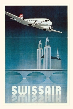 Paperback Vintage Journal Airline Flying Over a Bridge Travel Poster Book