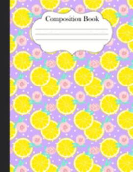 Paperback Composition Book: Lemons with Purple background 8.5"x11" notebook college ruled for girls women Book