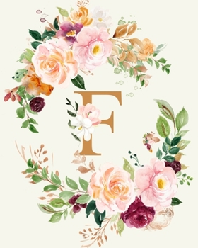 F: Initial Monogrammed Daily Planner; Undated Organizer for 12 months; Any year calendar with dot grid pages; Watercolor peonies flowers cover; Starts ... to Sunday; Schedule and Appointment tracker