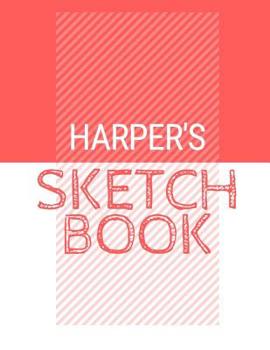Paperback Harper's Sketchbook: Personalized red sketchbook with name: 120 Pages Book