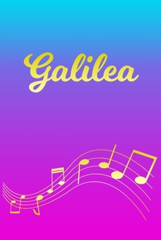 Paperback Galilea: Sheet Music Note Manuscript Notebook Paper - Pink Blue Gold Personalized Letter G Initial Custom First Name Cover - Mu Book