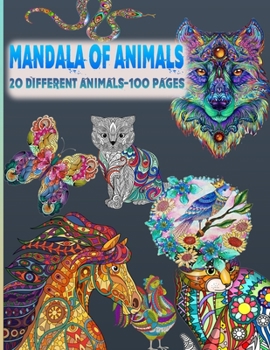 Paperback Mandala of Animals: 20 Different Animals-100pages Book