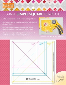 Fast2cut 3-In-1 Simple Square Template: Easily Cut 3 1/2, 4 1/2 & 5 1/2 Squares