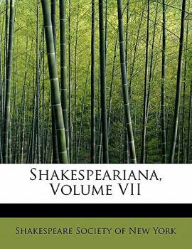 Paperback Shakespeariana, Volume VII Book