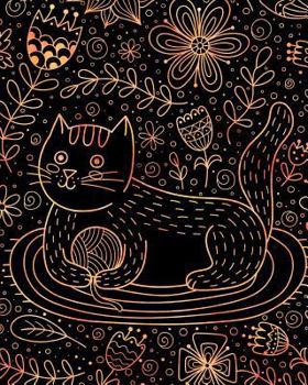 Journal Notebook Cute Cat in Flowers Pattern 4: 172 Lined Numbered Pages With 3 Index Pages For Easy Organization in Large 8 x 10 Size For Journaling, ... Planning or Doodling.