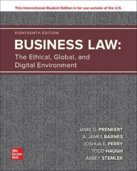 Paperback Business Law: The Ethical, Global, and Digital Environment (ISE HED IRWIN BUSINESS LAW) Book