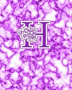 H : Gorgeous Marble Monogram Initial Notebook for Ladies with Flower Design on Each Page