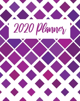 2020 Planner: Weekly and Monthly Calendar with Habit Tracker, purple diamonds motif