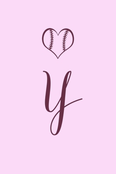 Y: Name Monogram Initial Y Softball 6x9" Dot Bullet Notebook/Journal Gift Idea For Girls, Women, School, College and Work