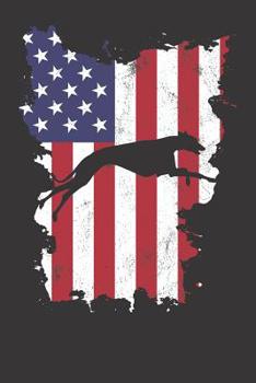 Paperback Notebook: Vintage 4th Of July USA Flag Greyhound Dot Grid Dotted 6x9 120 Pages Book