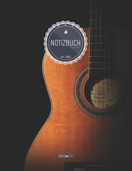 ZMUDACE Notizbuch Blanko: in DIN A4 Softcover | "ZB114 Gitarre Musik" |156 leere Seiten mit persönlichem Register + Seitenzahlen | Zeichenbuch, ... zum Selbstgestalten (German Edition)