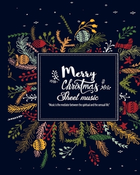 Blank Sheet Music: 8x 10’’ Music Manuscript Paper, 100 pages of Wide Music Notebook Black cover| Perfect for practicing note writing| Christmas gift