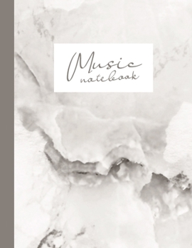 Music notebook: wide staff manuscript paper | 8.5x11 | 120 pages | 8 staves per page | easy to write on | dark gray marble stone design | perfect for students, musicians and composers