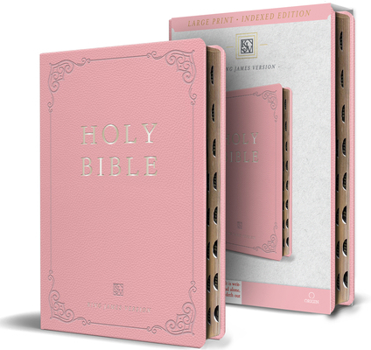 Paperback KJV Holy Bible, Large Print Handy Size Format, Pink Premium Imitation Leather with Ribbon Marker, Red Letter, Thumb Index [Spanish] Book