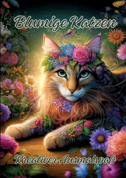 Blumige Katzen: Kreativer Ausmalspaß (German Edition)