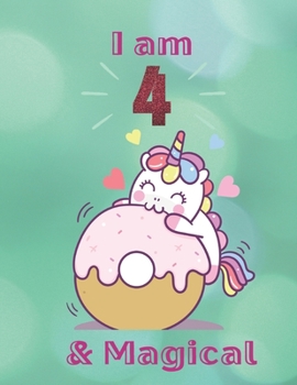 Unicorn SketchBook: I Am 4 & Magical With Unicorn Inside More Space for Sketching and Drawing and Writing Journal for Kids and Girls Marble Size 8.5in x 11in with 110 Pages