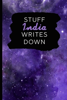Paperback Stuff India Writes Down: Personalized Journal / Notebook (6 x 9 inch) with 110 wide ruled pages inside [Purple Cosmos] Book