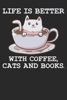 Paperback Gift Notebook: Coffee Cat Book 6x9 Dot Grid 120 Pages Book