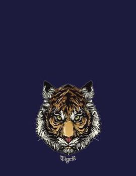 Tiger: Tiger on dark blue cover and Dot Graph Line Sketch pages, Extra large (8.5 x 11) inches, 110 pages, White paper, Sketch, Draw and Paint