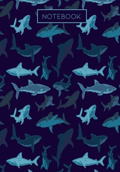 Paperback Composition Notebook: Blue Shark Notebook Journal-7x10-100 College Ruled Pages-Soft Cover-Gift for Shark Lovers, Students, Scientists, Biolo Book
