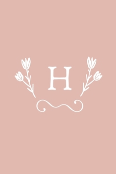 H: Monogram initial medium-lined notebook. Pink and white diary.