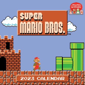 Calendar Super Mario Bros. 8-Bit Retro 2023 Wall Calendar with Bonus Diecut Notecards Book