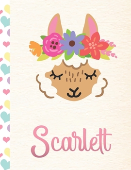 Paperback Scarlett: Personalized Llama Journal For Girls - 8.5x11 110 Pages Notebook/Diary With Pink Name Book