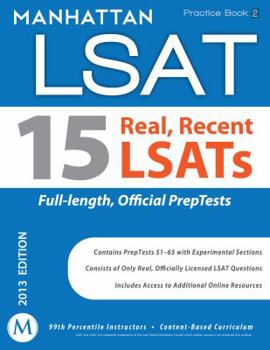 Paperback Manhattan LSAT Practice Book 2: 15 Real, Recent LSATs Book