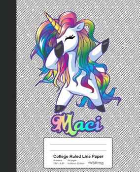 Paperback College Ruled Line Paper: MACI Unicorn Rainbow Notebook Book
