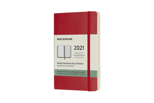 Calendar Moleskine 2021 Weekly Planner, 12m, Pocket, Scarlet, Soft Cover (3.5 X 5.5) Book