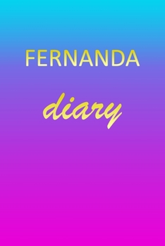 Paperback Fernanda: Journal Diary - Personalized First Name Personal Writing - Letter F Blue Purple Pink Gold Effect Cover - Daily Diaries Book