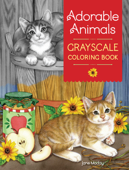 Paperback Adorable Animals Grayscale Coloring Book