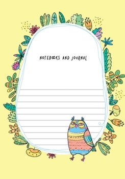Notebooks and Journal: Dual Design Half Wide Ruled and Half Blank on the same page for Creative Sketchbook Drawing or Doodling & Writing Journal Notebook Organizer with Fancy coloring Owl Cover Theme